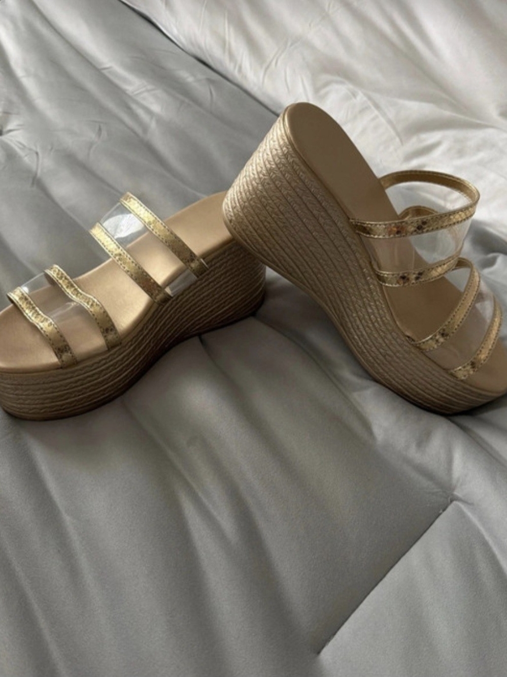 Gold Platform Wedge Sandals Like New
